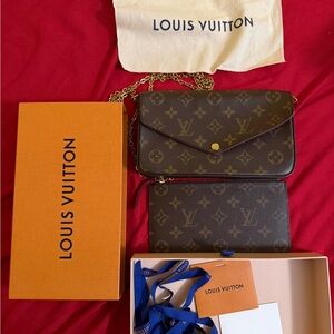 Louis Vuitton Monogram Clutch in Brown and Gold
